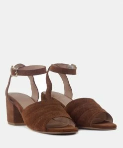 Rag & Co MON-BEAU Fine Suede Block Heeled Sandal In Tan Sandals