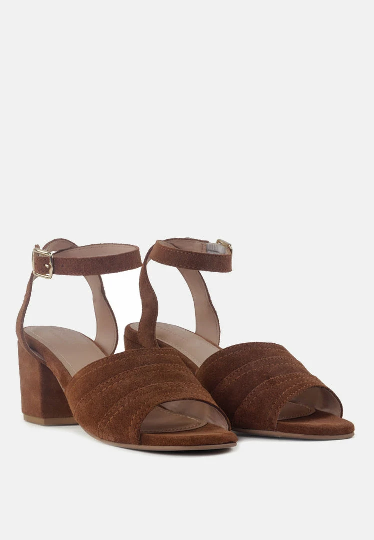 Rag & Co MON-BEAU Fine Suede Block Heeled Sandal In Tan Sandals 3 Rag & Co MON-BEAU Fine Suede Block Heeled Sandal In Tan Sandals