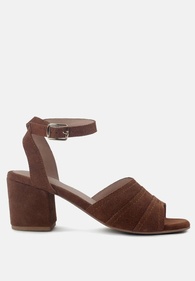 Rag & Co MON-BEAU Fine Suede Block Heeled Sandal In Tan Sandals 4 Rag & Co MON-BEAU Fine Suede Block Heeled Sandal In Tan Sandals