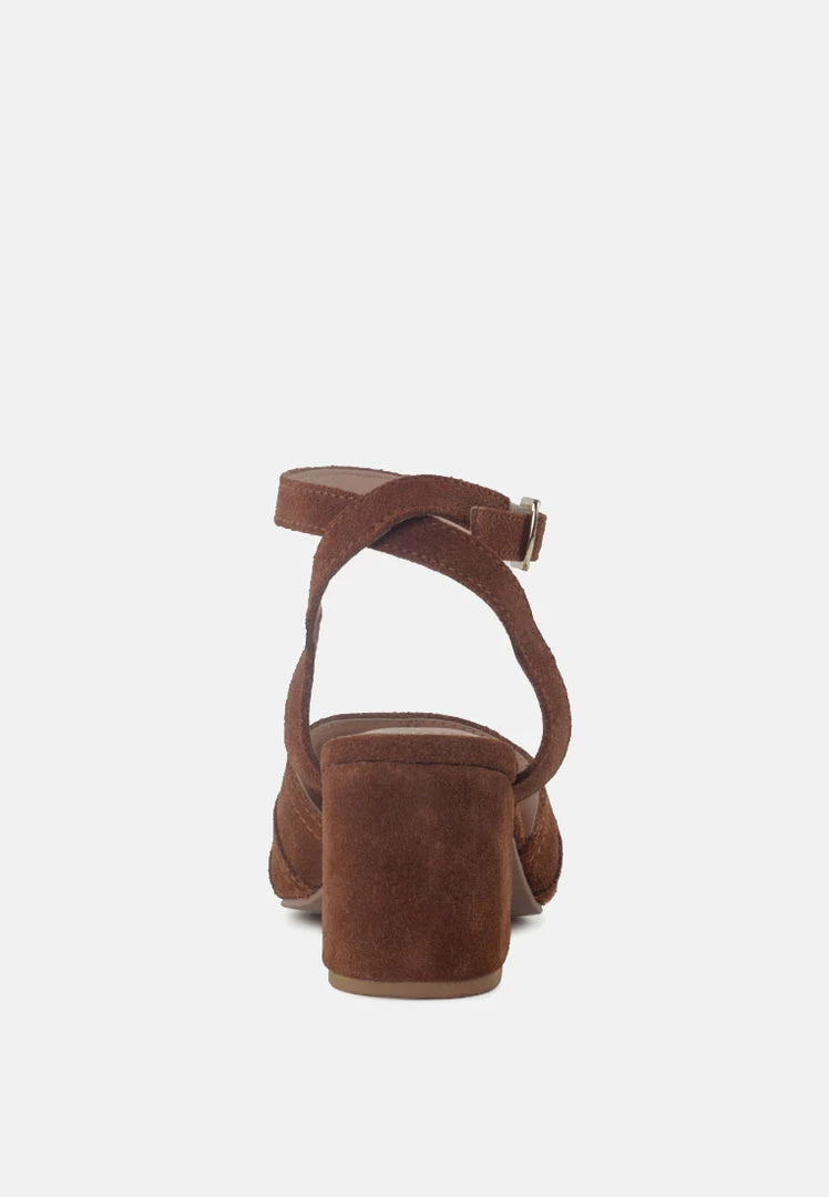 Rag & Co MON-BEAU Fine Suede Block Heeled Sandal In Tan Sandals 7 Rag & Co MON-BEAU Fine Suede Block Heeled Sandal In Tan Sandals