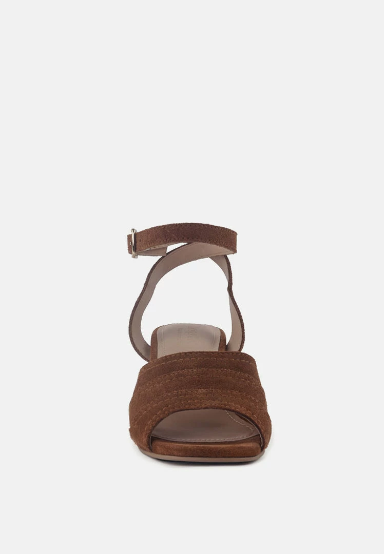 Rag & Co MON-BEAU Fine Suede Block Heeled Sandal In Tan Sandals 5 Rag & Co MON-BEAU Fine Suede Block Heeled Sandal In Tan Sandals