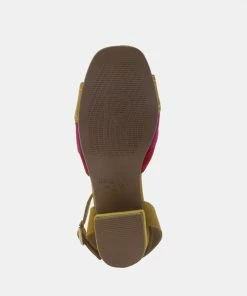 Rag & Co MON-BEAU Fine Suede Block Heeled Sandal In Yellow Sandals