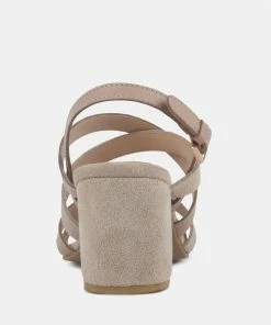 Rag & Co MON-LAPIN Nude High Heeled Block Leather Sandal