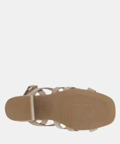 Rag & Co MON-LAPIN Nude High Heeled Block Leather Sandal