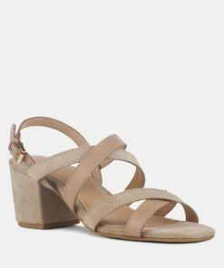 Rag & Co MON-LAPIN Nude High Heeled Block Leather Sandal
