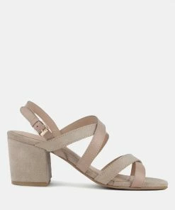 Rag & Co MON-LAPIN Nude High Heeled Block Leather Sandal