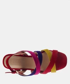 Rag & Co MON-LAPIN Red High Block Heel Leather Sandal Sandals 14 Rag & Co MON-LAPIN Red High Block Heel Leather Sandal Sandals