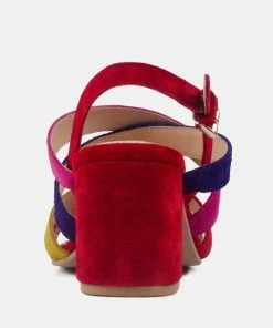 Rag & Co MON-LAPIN Red High Block Heel Leather Sandal Sandals 13 Rag & Co MON-LAPIN Red High Block Heel Leather Sandal Sandals
