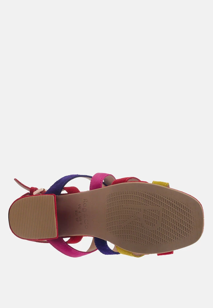 Rag & Co MON-LAPIN Red High Block Heel Leather Sandal Sandals 9 Rag & Co MON-LAPIN Red High Block Heel Leather Sandal Sandals