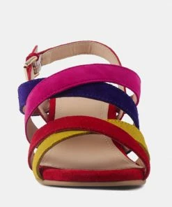 Rag & Co MON-LAPIN Red High Block Heel Leather Sandal Sandals 11 Rag & Co MON-LAPIN Red High Block Heel Leather Sandal Sandals