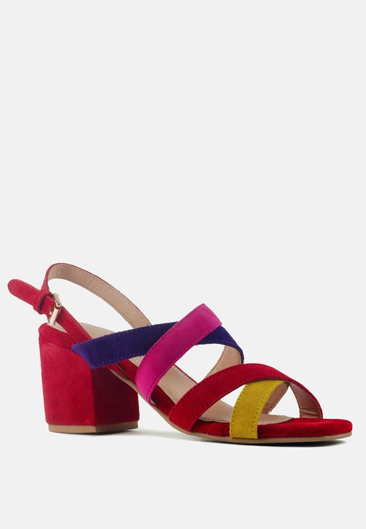 Rag & Co MON-LAPIN Red High Block Heel Leather Sandal Sandals 3 Rag & Co MON-LAPIN Red High Block Heel Leather Sandal Sandals