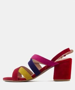Rag & Co MON-LAPIN Red High Block Heel Leather Sandal Sandals 12 Rag & Co MON-LAPIN Red High Block Heel Leather Sandal Sandals