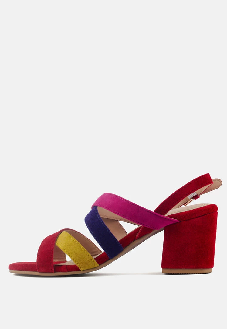 Rag & Co MON-LAPIN Red High Block Heel Leather Sandal Sandals 6 Rag & Co MON-LAPIN Red High Block Heel Leather Sandal Sandals