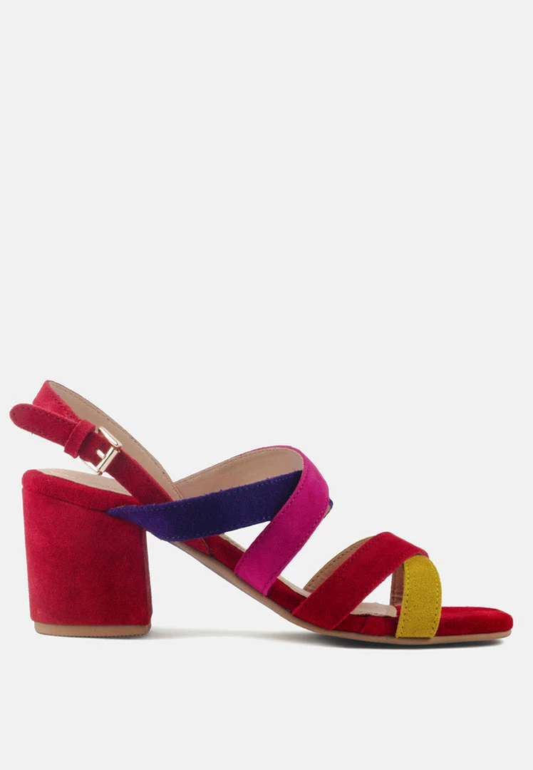 Rag & Co MON-LAPIN Red High Block Heel Leather Sandal Sandals 4 Rag & Co MON-LAPIN Red High Block Heel Leather Sandal Sandals