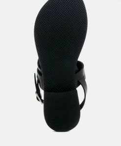 Rag & Co MONA Black Flat Sandal With Ankle Strap