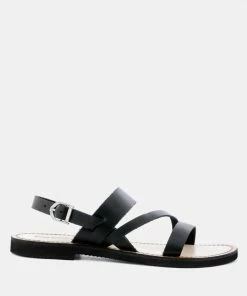 Rag & Co MONA Black Flat Sandal With Ankle Strap