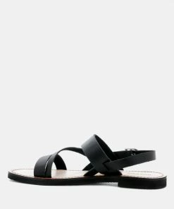 Rag & Co MONA Black Flat Sandal With Ankle Strap