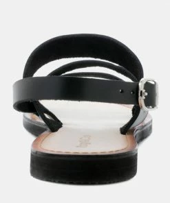 Rag & Co MONA Black Flat Sandal With Ankle Strap