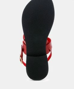 Rag & Co MONA Red Flat Sandal With Ankle Strap 13 Rag & Co MONA Red Flat Sandal With Ankle Strap