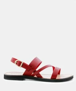 Rag & Co MONA Red Flat Sandal With Ankle Strap