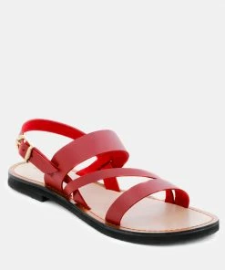 Rag & Co MONA Red Flat Sandal With Ankle Strap