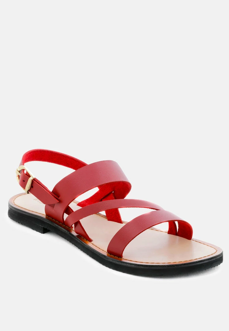 Rag & Co MONA Red Flat Sandal With Ankle Strap 3 Rag & Co MONA Red Flat Sandal With Ankle Strap