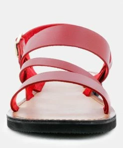 Rag & Co MONA Red Flat Sandal With Ankle Strap 10 Rag & Co MONA Red Flat Sandal With Ankle Strap