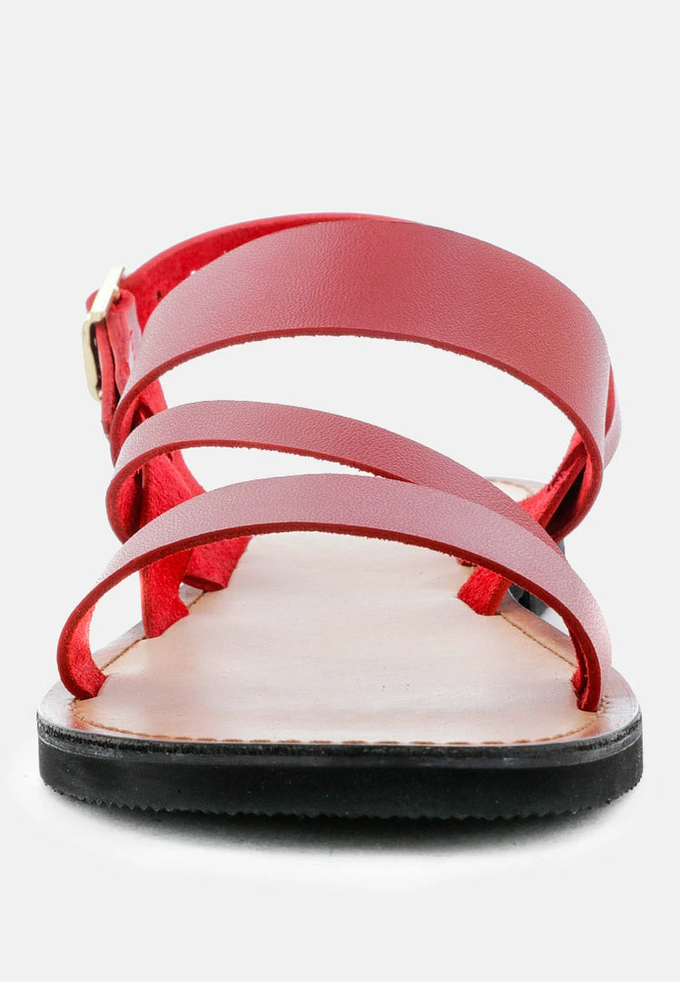 Rag & Co MONA Red Flat Sandal With Ankle Strap 5 Rag & Co MONA Red Flat Sandal With Ankle Strap