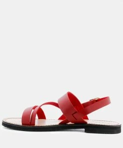 Rag & Co MONA Red Flat Sandal With Ankle Strap 11 Rag & Co MONA Red Flat Sandal With Ankle Strap