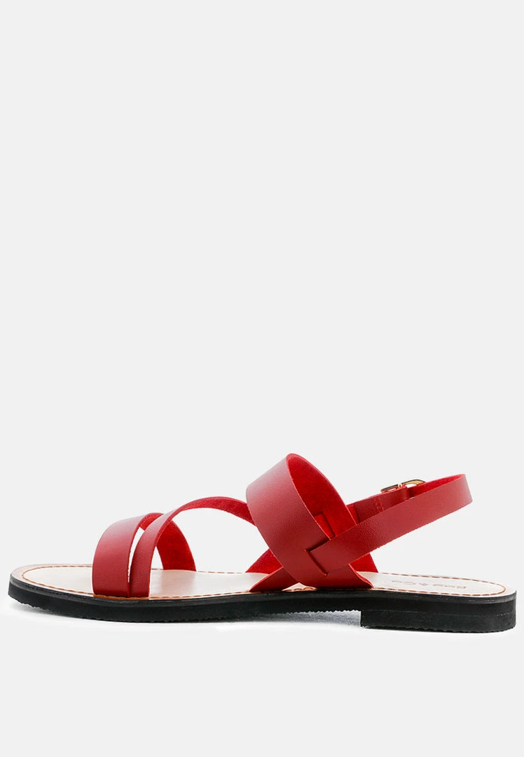 Rag & Co MONA Red Flat Sandal With Ankle Strap 6 Rag & Co MONA Red Flat Sandal With Ankle Strap