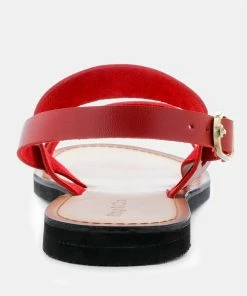 Rag & Co MONA Red Flat Sandal With Ankle Strap 12 Rag & Co MONA Red Flat Sandal With Ankle Strap