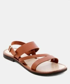 Rag & Co MONA Tan Flat Summer Sandals