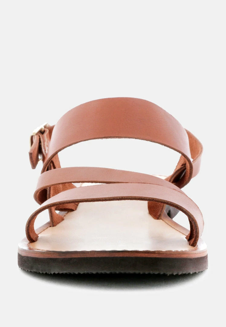 Rag & Co MONA Tan Flat Summer Sandals 5 Rag & Co MONA Tan Flat Summer Sandals