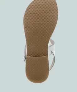 Rag & Co MONA White Flat Sandal With Ankle Strap