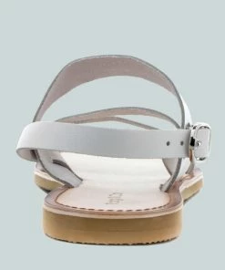 Rag & Co MONA White Flat Sandal With Ankle Strap