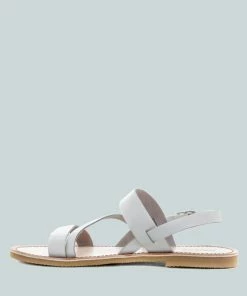 Rag & Co MONA White Flat Sandal With Ankle Strap