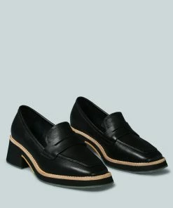 Rag & Co X Flats MOORE Lead Lady Loafers In Black