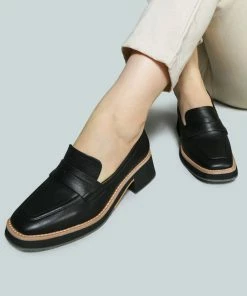 Rag & Co X Flats MOORE Lead Lady Loafers In Black