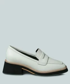 Rag & Co X MOORE Lead Lady Loafers In White