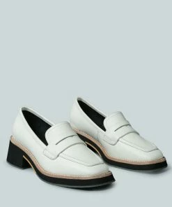 Rag & Co X MOORE Lead Lady Loafers In White