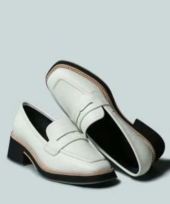 Rag & Co X MOORE Lead Lady Loafers In White