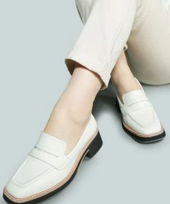Rag & Co X MOORE Lead Lady Loafers In White