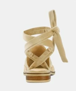 Rag & Co Flats Mande Embroidered Velvet Mules In Beige