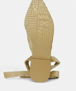 Rag & Co Flats Mande Embroidered Velvet Mules In Beige