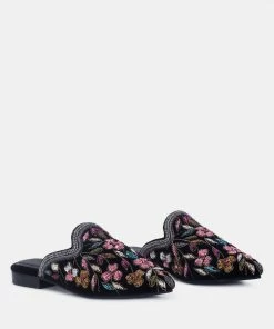 Rag & Co Flats Marcella Embroidered Mules