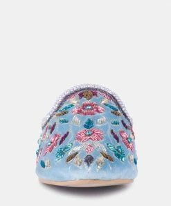 Rag & Co Marcella Embroidered Mules In Blue Flats 10 Rag & Co Marcella Embroidered Mules In Blue Flats