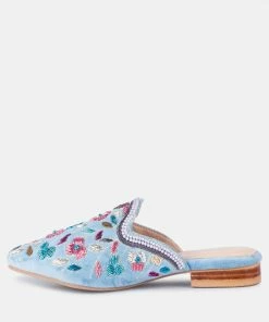 Rag & Co Marcella Embroidered Mules In Blue Flats 11 Rag & Co Marcella Embroidered Mules In Blue Flats