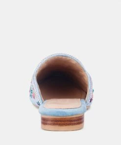 Rag & Co Marcella Embroidered Mules In Blue Flats 12 Rag & Co Marcella Embroidered Mules In Blue Flats