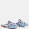 Rag & Co Marcella Embroidered Mules In Blue Flats 1 Rag & Co Marcella Embroidered Mules In Blue Flats