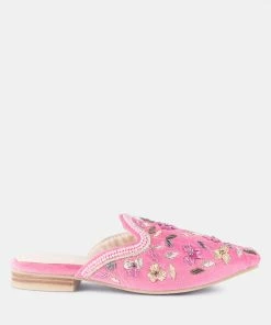 Rag & Co Marcella Embroidered Mules In Pink